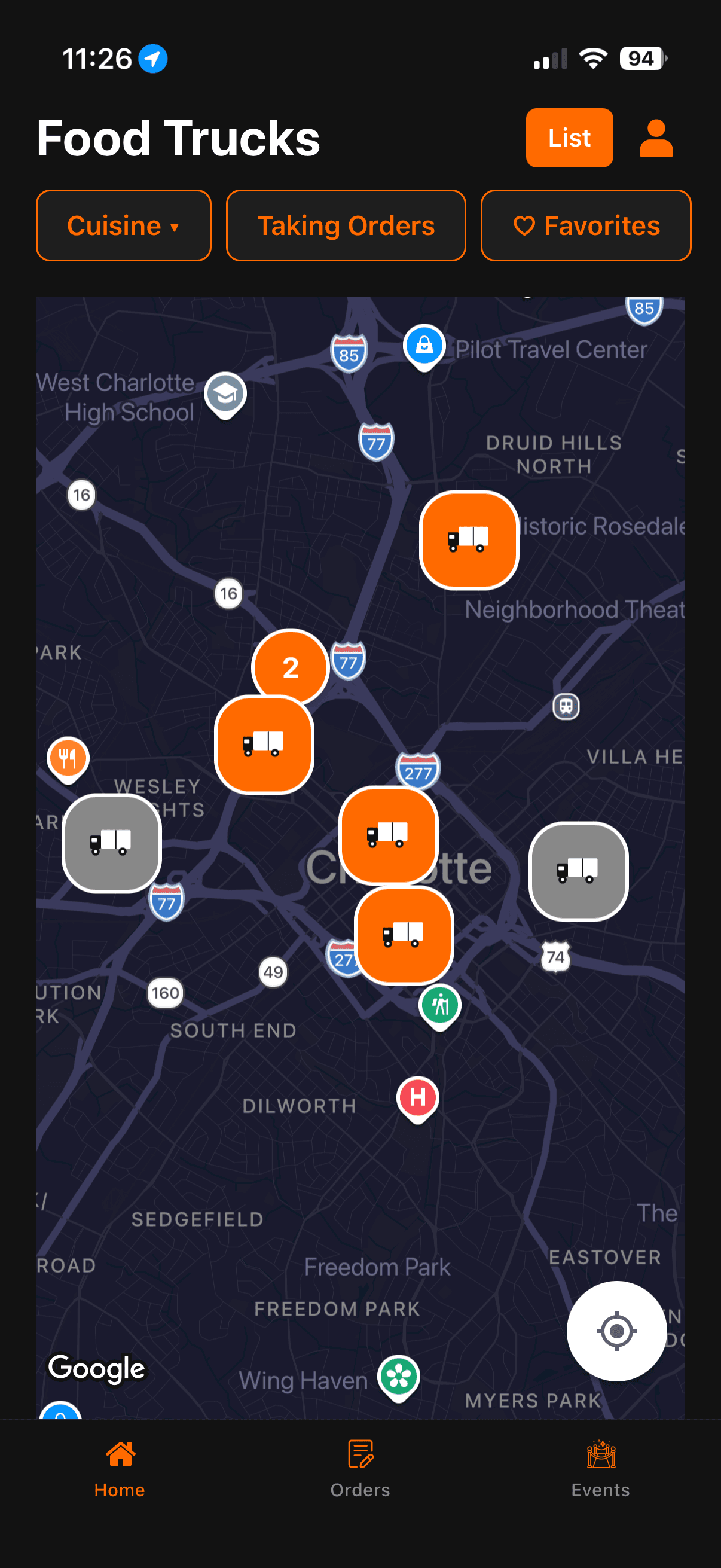 Live map view