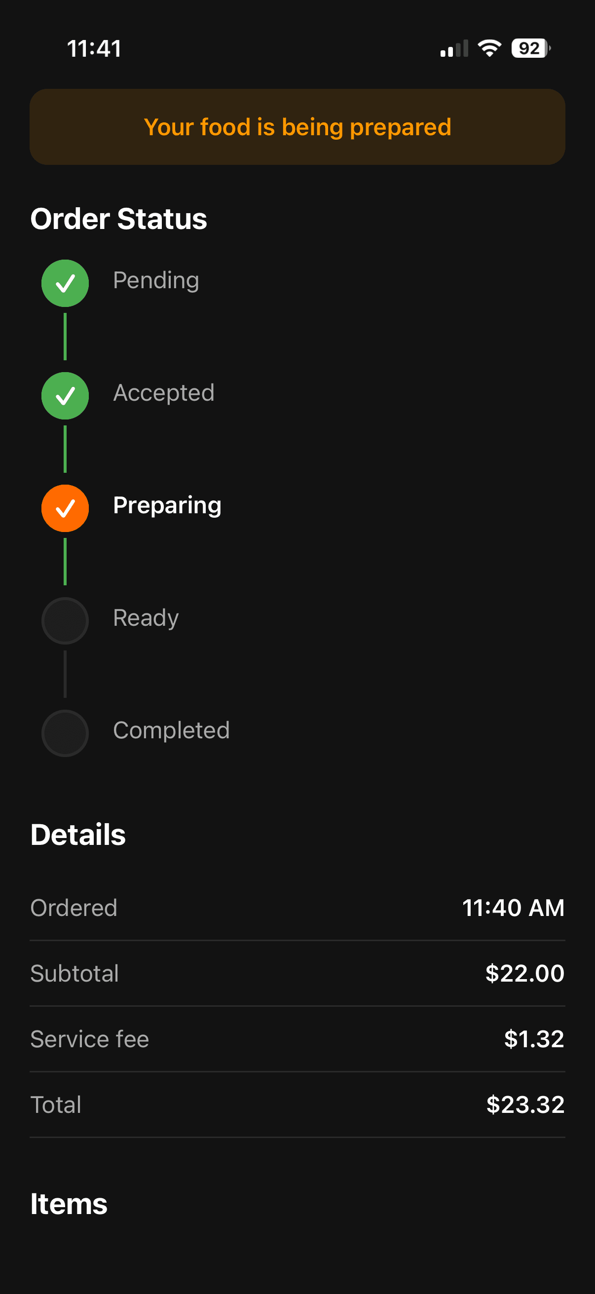 Order tracking