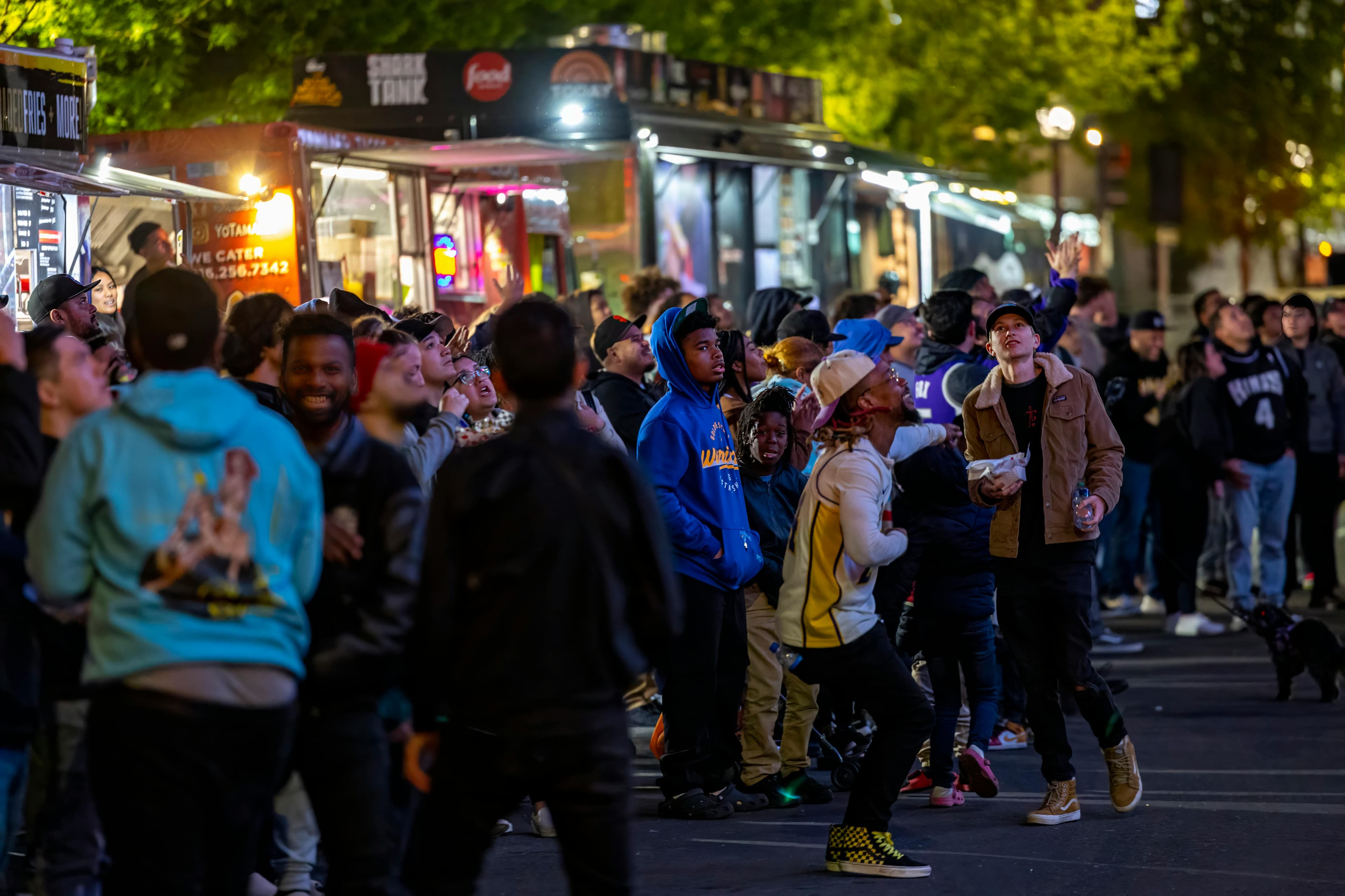 Food trucks at night