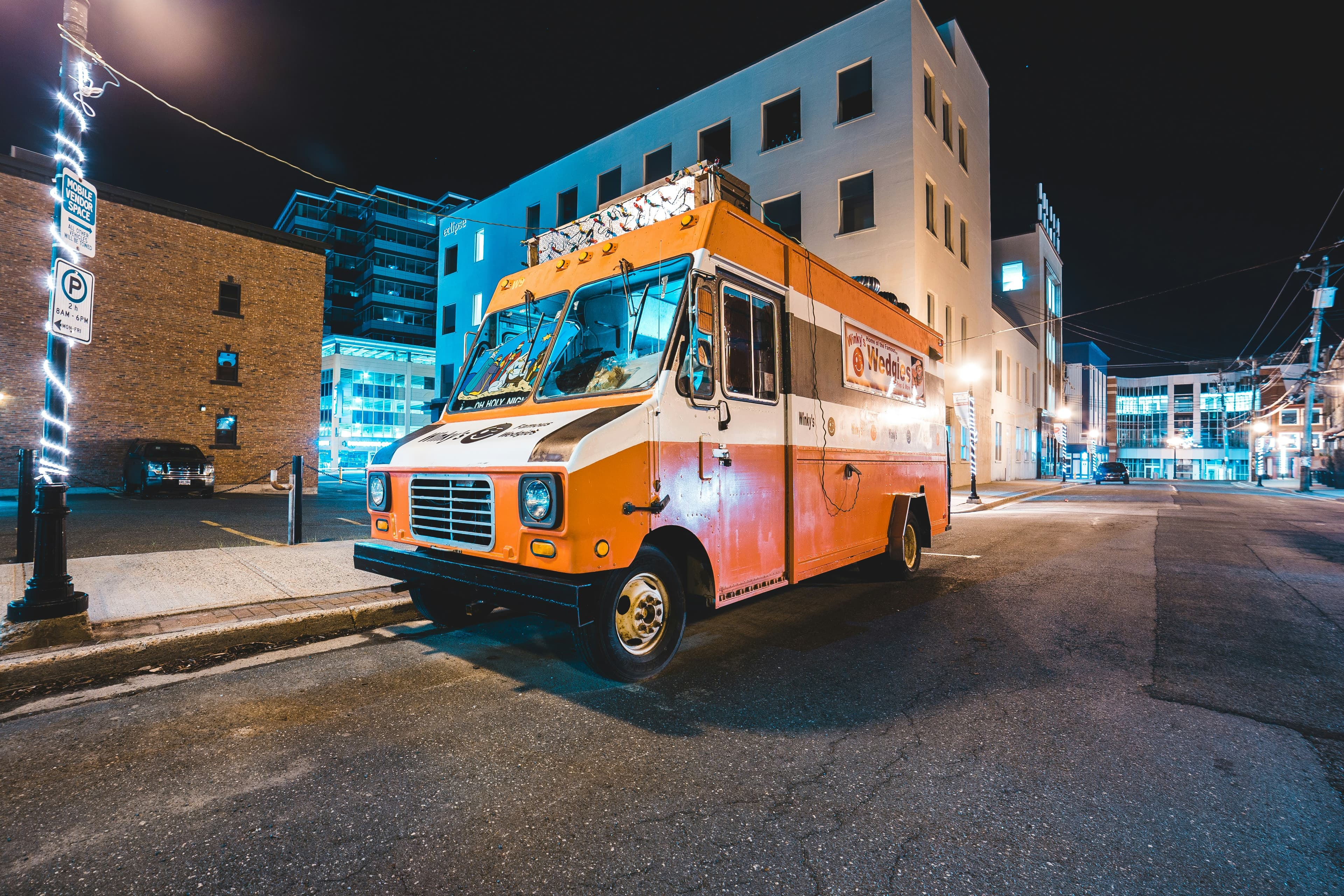 Food trucks on a city street